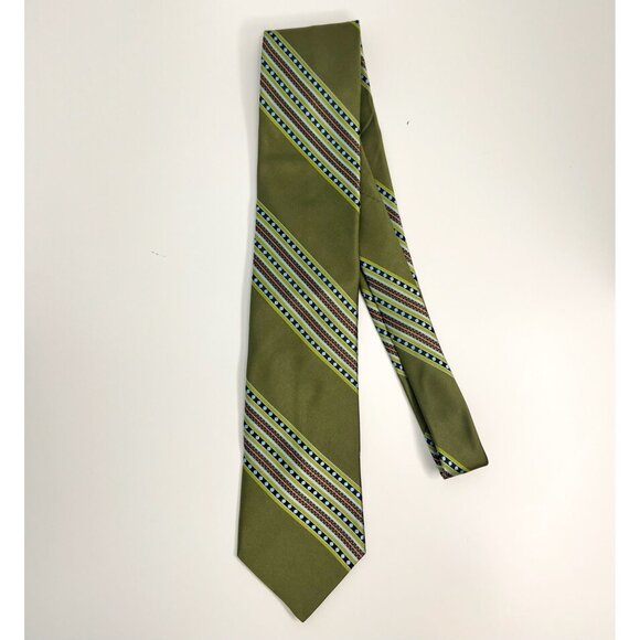 Ted Baker Green Striped Silk Tie - Picture 2 of 3